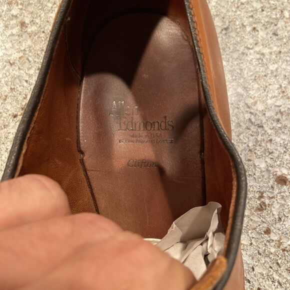 Allen Edmonds Clifton Oxford Brogue Cap-Toe Men Shoes Leather Honey Brown 12-D main image 6